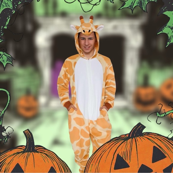 Funziez Adult Giraffe Costume - Orange and White, Size Medium - Picture 1 of 5